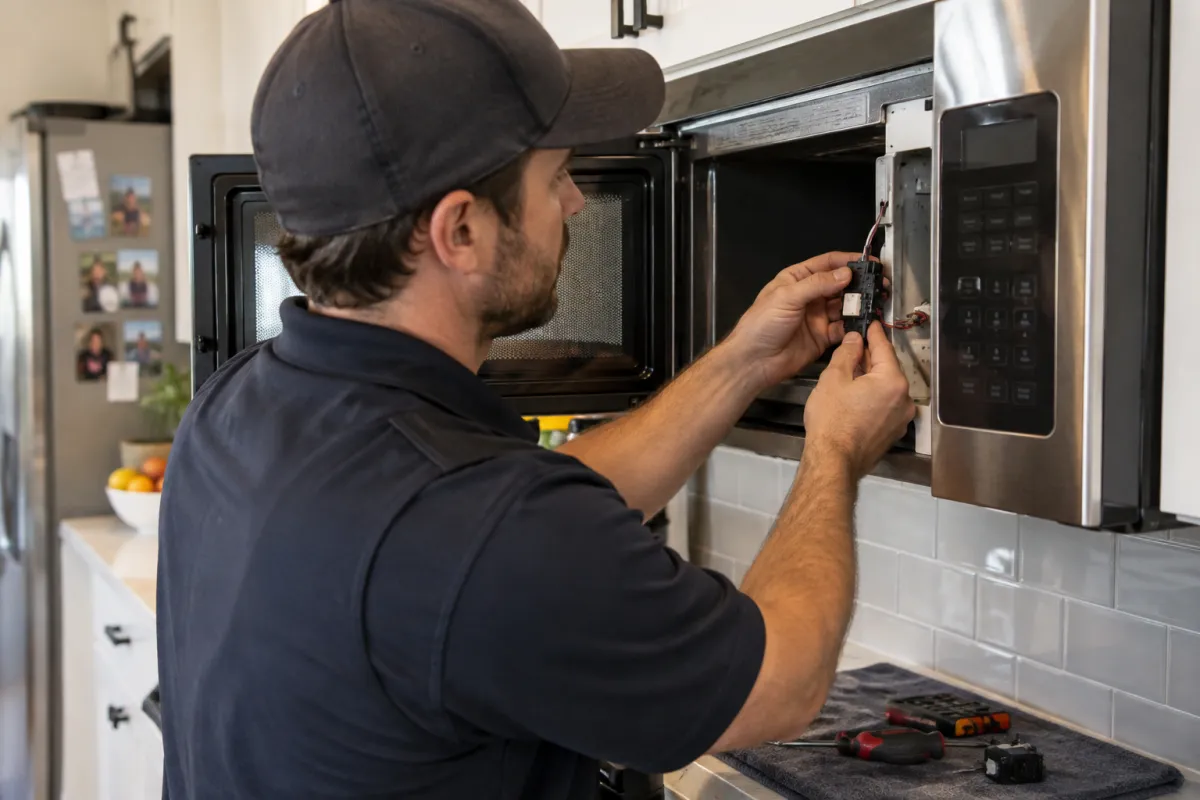 Restore safe microwave door operation