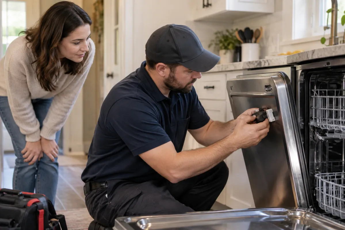 Secure your dishwasher door again