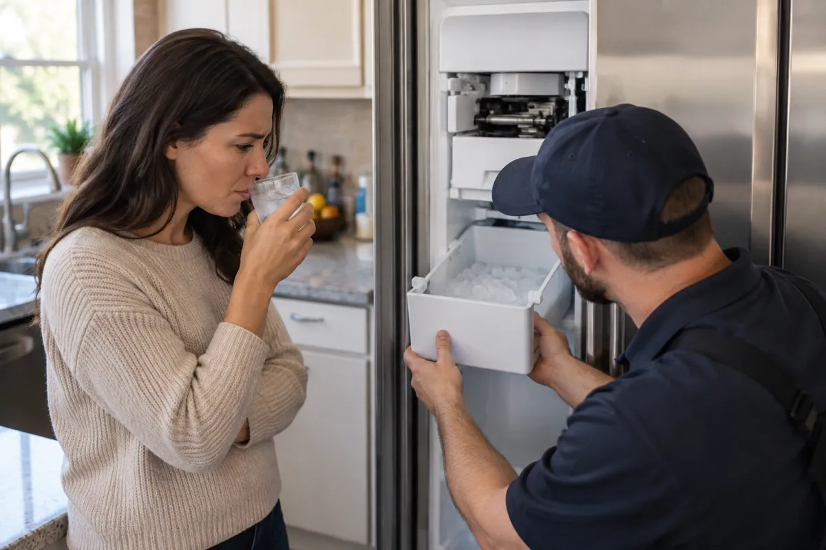 Find the cause of bad-tasting ice